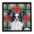 Black and White Papillon Christmas PoinsettIas Framed Metal Print Bathroom, Kitchen, Office, Home Decor Wall Art Ready to Hang, Square, 8X8