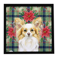 Lemon and White Papillon Christmas PoinsettIas Framed Metal Print Bathroom, Kitchen, Office, Home Decor Wall Art Ready to Hang, Square, 8X8