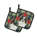 Tricoilor Papillon Christmas PoinsettIas Pot Holder Set of 2 Heat Resistant Quilted Hot Pads 7.5 x 7.5 Inch, Insulated Kitchen Trivets for Cooking & Baking
