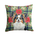 Tricoilor Papillon Christmas PoinsettIas Decorative Throw Pillow 14x14 Indoor Outdoor Accent Cushion, Fabric Cover with Insert for Sofa, Bed, Porch & Living Room