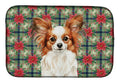 White with Red Papillon Christmas PoinsettIas Dish Drying Mat Absorbent Dish Drying Mat Pad for Kitchen Counter Dish Drainer Mat for Countertop, 14 x 21", Multicolor