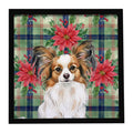 White with Sable Papillon Christmas PoinsettIas Framed Metal Print Bathroom, Kitchen, Office, Home Decor Wall Art Ready to Hang, Square, 8X8