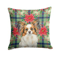 White with Sable Papillon Christmas PoinsettIas Decorative Throw Pillow 18x18 Indoor Outdoor Accent Cushion, Fabric Cover with Insert for Sofa, Bed, Porch & Living Room