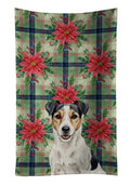 Parson Russell Terrier Christmas PoinsettIas Kitchen Towel Velour Plush Front and Cotton Loop Back Machine Washable