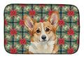Corgi Christmas PoinsettIas Dish Drying Mat Absorbent Dish Drying Mat Pad for Kitchen Counter Dish Drainer Mat for Countertop, 14 x 21", Multicolor