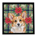 Corgi Christmas PoinsettIas Framed Metal Print Bathroom, Kitchen, Office, Home Decor Wall Art Ready to Hang, Square, 8X8
