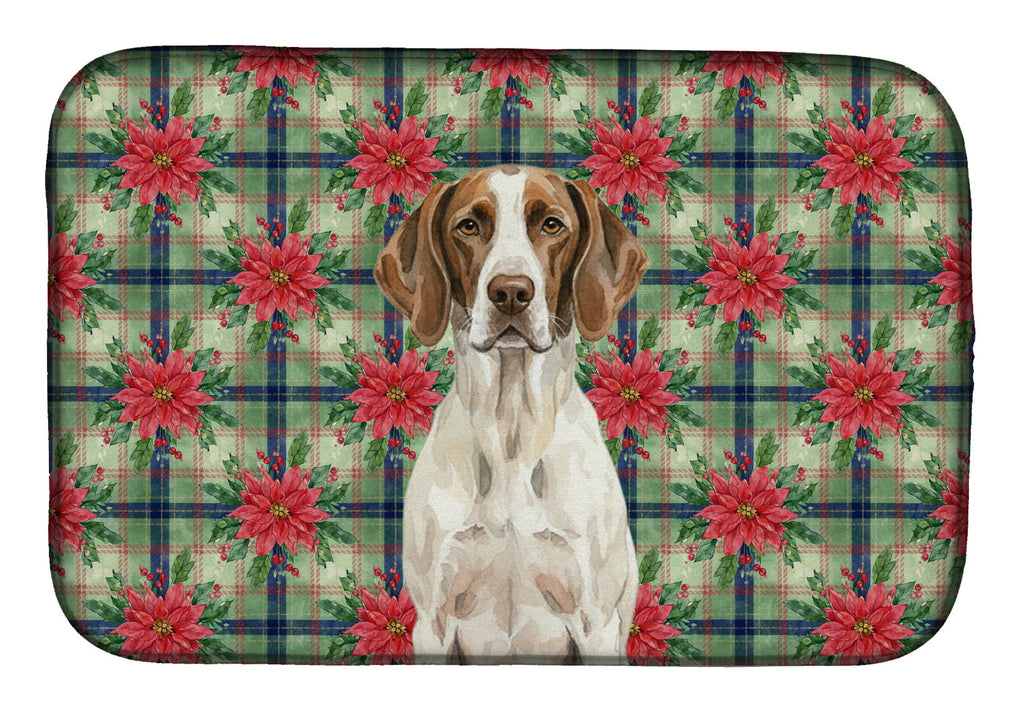 Liver and White Pointer Christmas PoinsettIas Dish Drying Mat Absorbent Dish Drying Mat Pad for Kitchen Counter Dish Drainer Mat for Countertop, 14 x 21", Multicolor