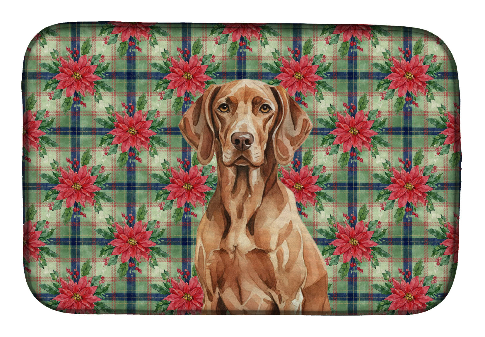 Liver Pointer Christmas PoinsettIas Dish Drying Mat Absorbent Dish Drying Mat Pad for Kitchen Counter Dish Drainer Mat for Countertop, 14 x 21", Multicolor