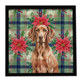 Liver Pointer Christmas PoinsettIas Framed Metal Print Bathroom, Kitchen, Office, Home Decor Wall Art Ready to Hang, Square, 8X8