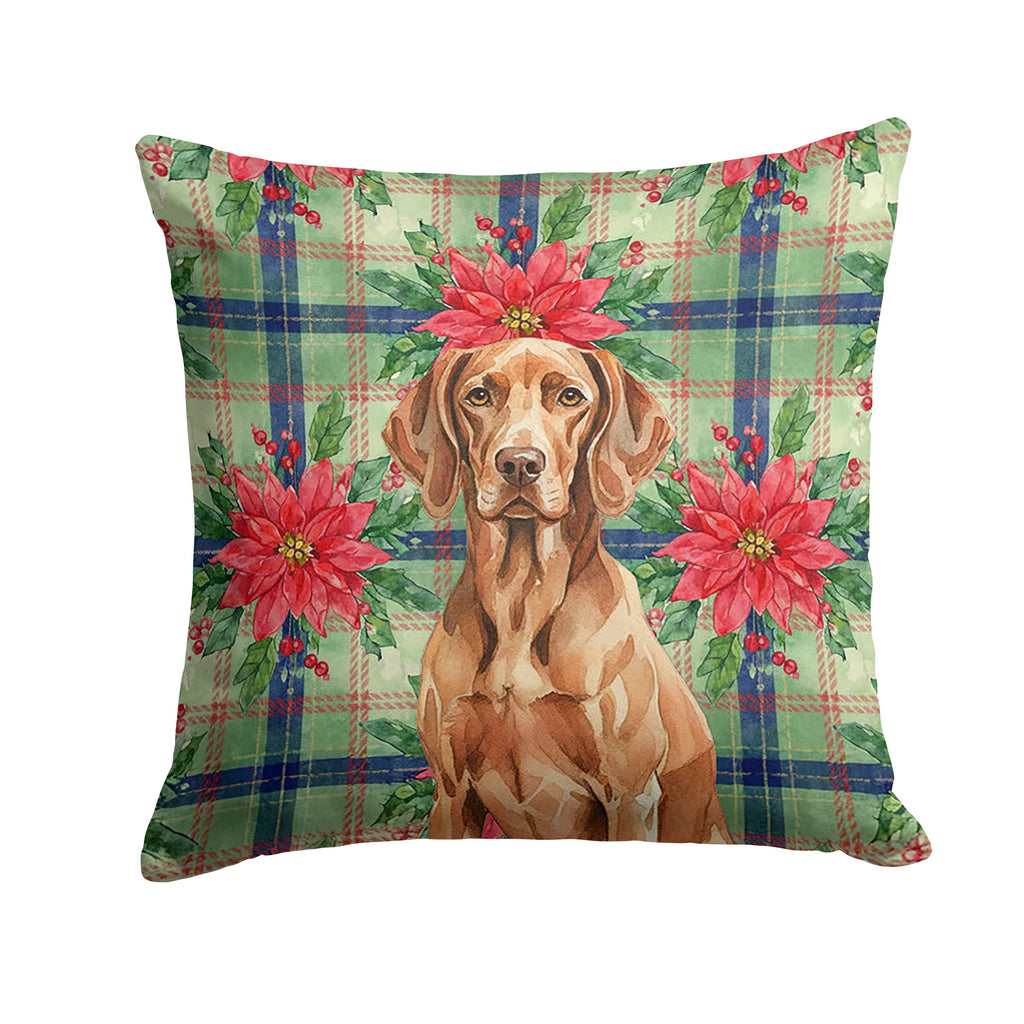 Liver Pointer Christmas PoinsettIas Decorative Throw Pillow 18x18 Indoor Outdoor Accent Cushion, Fabric Cover with Insert for Sofa, Bed, Porch & Living Room