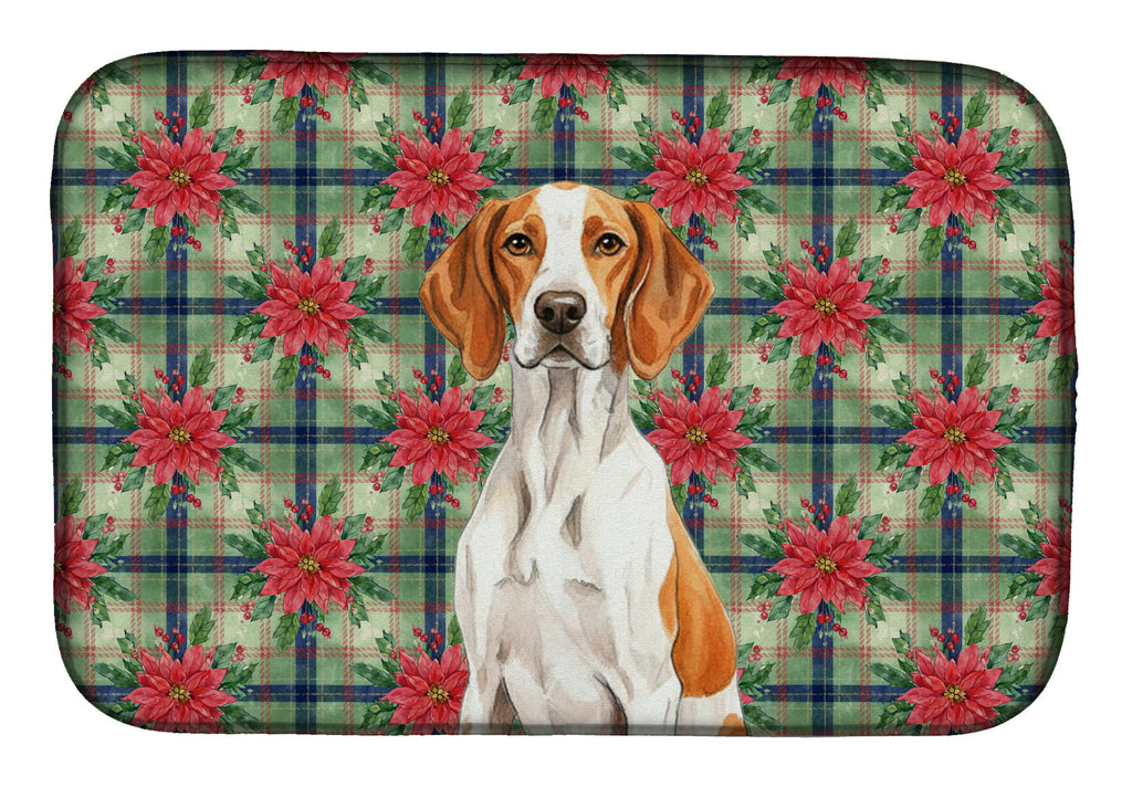 Orange and White Pointer Christmas PoinsettIas Dish Drying Mat Absorbent Dish Drying Mat Pad for Kitchen Counter Dish Drainer Mat for Countertop, 14 x 21", Multicolor