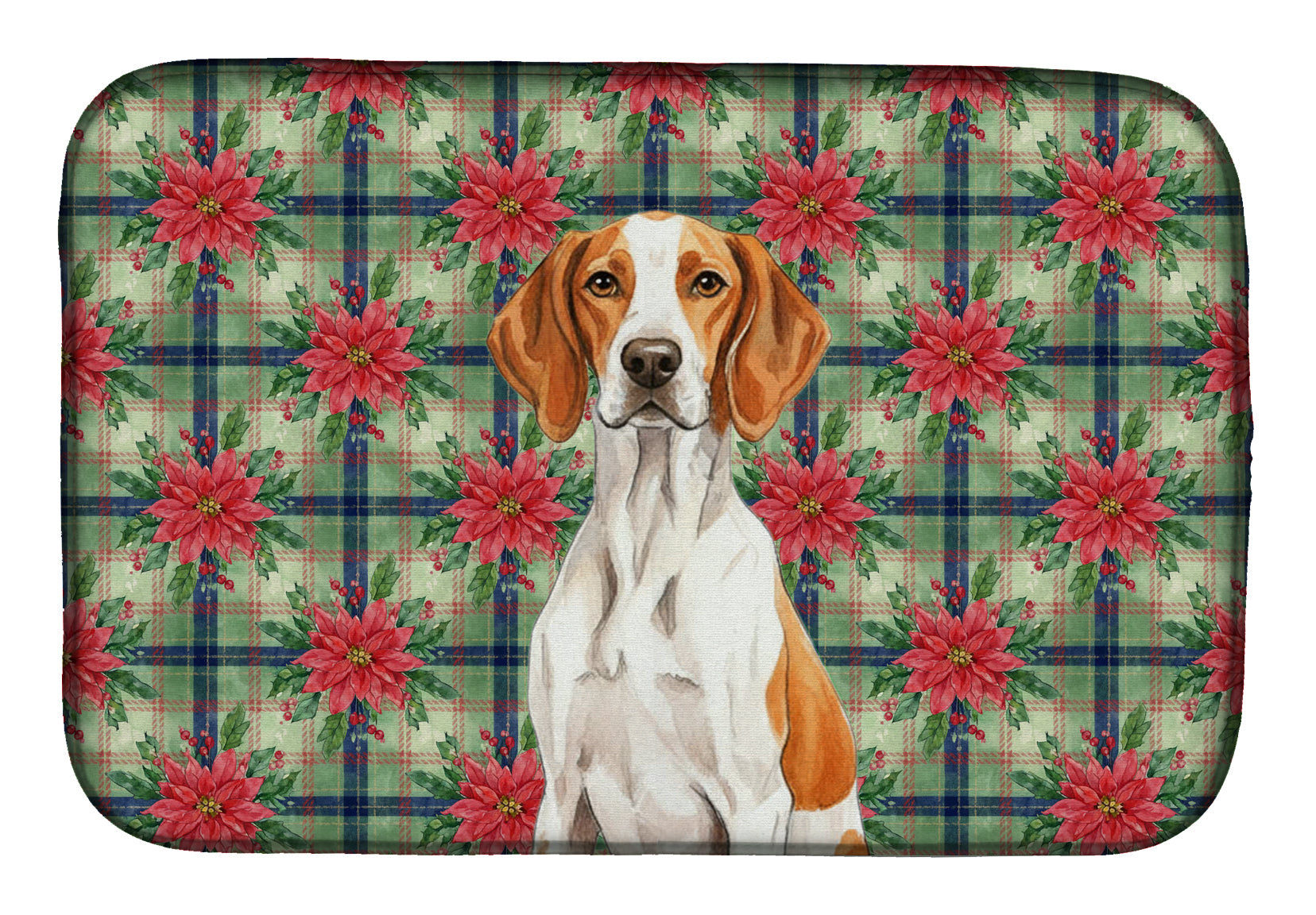 Orange and White Pointer Christmas PoinsettIas Dish Drying Mat Absorbent Dish Drying Mat Pad for Kitchen Counter Dish Drainer Mat for Countertop, 14 x 21", Multicolor