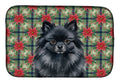 Black Pomeranian Christmas PoinsettIas Dish Drying Mat Absorbent Dish Drying Mat Pad for Kitchen Counter Dish Drainer Mat for Countertop, 14 x 21", Multicolor