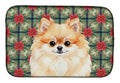 Pomeranian Christmas PoinsettIas Dish Drying Mat Absorbent Dish Drying Mat Pad for Kitchen Counter Dish Drainer Mat for Countertop, 14 x 21", Multicolor