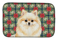 Cream Pomeranian Christmas PoinsettIas Dish Drying Mat Absorbent Dish Drying Mat Pad for Kitchen Counter Dish Drainer Mat for Countertop, 14 x 21", Multicolor