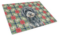 Miniature Black Poodle Christmas PoinsettIas Cutting Board Tempered Glass Kitchen Cutting Surface, Heat Resistant Chopping, Non-Slip Feet, Food Prep & Serving
