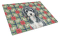 Miniature Parti Poodle Christmas PoinsettIas Cutting Board Tempered Glass Kitchen Cutting Surface, Heat Resistant Chopping, Non-Slip Feet, Food Prep & Serving