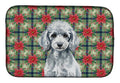 Miniature Silver Poodle Christmas PoinsettIas Dish Drying Mat Absorbent Dish Drying Mat Pad for Kitchen Counter Dish Drainer Mat for Countertop, 14 x 21", Multicolor