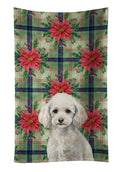 Miniature White Poodle Christmas PoinsettIas Kitchen Towel Velour Plush Front and Cotton Loop Back Machine Washable