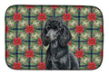 Standard Black Poodle Christmas PoinsettIas Dish Drying Mat Absorbent Dish Drying Mat Pad for Kitchen Counter Dish Drainer Mat for Countertop, 14 x 21", Multicolor