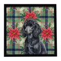 Standard Black Poodle Christmas PoinsettIas Framed Metal Print Bathroom, Kitchen, Office, Home Decor Wall Art Ready to Hang, Square, 8X8