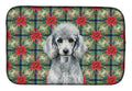 Standard Silver Poodle Christmas PoinsettIas Dish Drying Mat Absorbent Dish Drying Mat Pad for Kitchen Counter Dish Drainer Mat for Countertop, 14 x 21", Multicolor