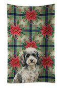 Toy Parti Poodle Christmas PoinsettIas Kitchen Towel Velour Plush Front and Cotton Loop Back Machine Washable