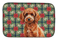 Toy Red Poodle Christmas PoinsettIas Dish Drying Mat Absorbent Dish Drying Mat Pad for Kitchen Counter Dish Drainer Mat for Countertop, 14 x 21", Multicolor