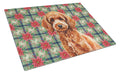 Toy Red Poodle Christmas PoinsettIas Cutting Board Tempered Glass Kitchen Cutting Surface, Heat Resistant Chopping, Non-Slip Feet, Food Prep & Serving