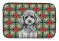 Toy Silver Poodle Christmas PoinsettIas Dish Drying Mat Absorbent Dish Drying Mat Pad for Kitchen Counter Dish Drainer Mat for Countertop, 14 x 21", Multicolor