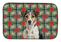 Tricolor Russell Terrier Christmas PoinsettIas Dish Drying Mat Absorbent Dish Drying Mat Pad for Kitchen Counter Dish Drainer Mat for Countertop, 14 x 21", Multicolor