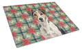 Tricolor Russell Terrier Christmas PoinsettIas Cutting Board Tempered Glass Kitchen Cutting Surface, Heat Resistant Chopping, Non-Slip Feet, Food Prep & Serving