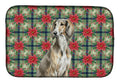 Grizzle Saluki Christmas PoinsettIas Dish Drying Mat Absorbent Dish Drying Mat Pad for Kitchen Counter Dish Drainer Mat for Countertop, 14 x 21", Multicolor