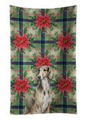 Grizzle Saluki Christmas PoinsettIas Kitchen Towel Velour Plush Front and Cotton Loop Back Machine Washable