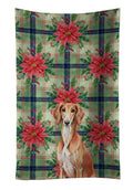 Red Saluki Christmas PoinsettIas Kitchen Towel Velour Plush Front and Cotton Loop Back Machine Washable