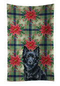 Schipperke Christmas PoinsettIas Kitchen Towel Velour Plush Front and Cotton Loop Back Machine Washable