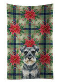 Schnauzer Christmas PoinsettIas Kitchen Towel Velour Plush Front and Cotton Loop Back Machine Washable