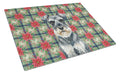 Schnauzer Christmas PoinsettIas Cutting Board Tempered Glass Kitchen Cutting Surface, Heat Resistant Chopping, Non-Slip Feet, Food Prep & Serving