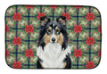 Tricolor Sheltie Christmas PoinsettIas Dish Drying Mat Absorbent Dish Drying Mat Pad for Kitchen Counter Dish Drainer Mat for Countertop, 14 x 21", Multicolor