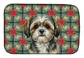 Brindle Shih Tzu Christmas PoinsettIas Dish Drying Mat Absorbent Dish Drying Mat Pad for Kitchen Counter Dish Drainer Mat for Countertop, 14 x 21", Multicolor