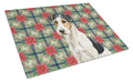 Smooth Fox Terrier Christmas PoinsettIas Cutting Board Tempered Glass Kitchen Cutting Surface, Heat Resistant Chopping, Non-Slip Feet, Food Prep & Serving