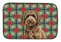 Spanish Water Dog Christmas PoinsettIas Dish Drying Mat Absorbent Dish Drying Mat Pad for Kitchen Counter Dish Drainer Mat for Countertop, 14 x 21", Multicolor