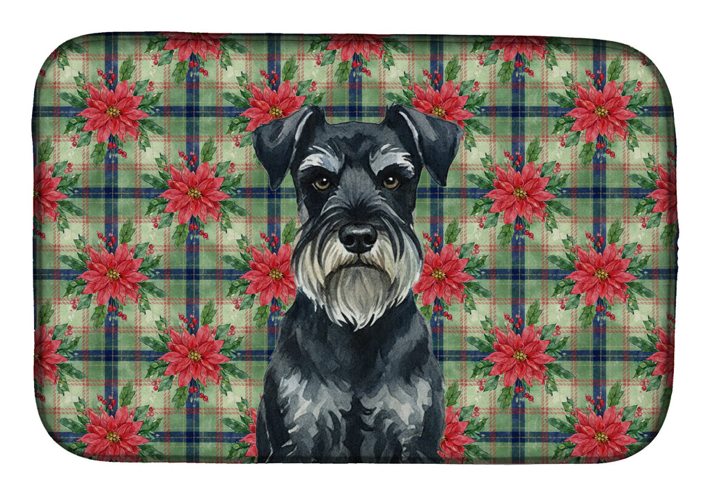 Standard Schnauzer Christmas PoinsettIas Dish Drying Mat Absorbent Dish Drying Mat Pad for Kitchen Counter Dish Drainer Mat for Countertop, 14 x 21", Multicolor