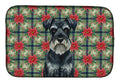 Standard Schnauzer Christmas PoinsettIas Dish Drying Mat Absorbent Dish Drying Mat Pad for Kitchen Counter Dish Drainer Mat for Countertop, 14 x 21", Multicolor