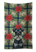 Standard Schnauzer Christmas PoinsettIas Kitchen Towel Velour Plush Front and Cotton Loop Back Machine Washable