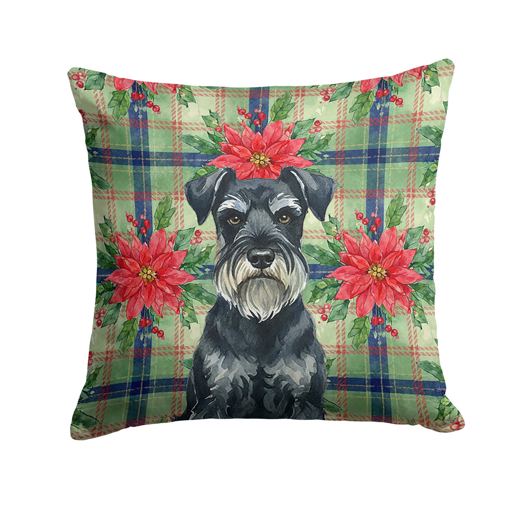 Standard Schnauzer Christmas PoinsettIas Decorative Throw Pillow 18x18 Indoor Outdoor Accent Cushion, Fabric Cover with Insert for Sofa, Bed, Porch & Living Room