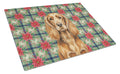 Sussex Spaniel Christmas PoinsettIas Cutting Board Tempered Glass Kitchen Cutting Surface, Heat Resistant Chopping, Non-Slip Feet, Food Prep & Serving