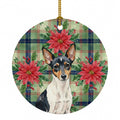Toy Fox Terrier Christmas PoinsettIas Ceramic Ornament Christmas Tree Hanging Decorations for Home Christmas Holiday, Party, Gift, 3 in, Multicolor