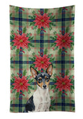 Toy Fox Terrier Christmas PoinsettIas Kitchen Towel Velour Plush Front and Cotton Loop Back Machine Washable