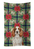 Welsh Springer Spaniel Christmas PoinsettIas Kitchen Towel Velour Plush Front and Cotton Loop Back Machine Washable